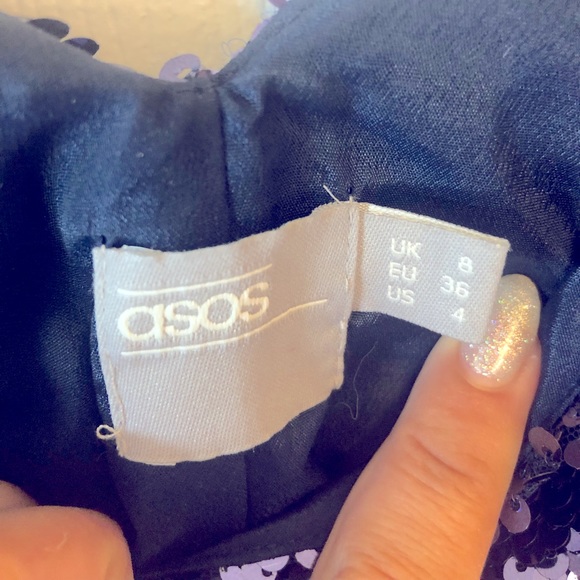 ASOS ocean blue sequinned occasion dress - Picture 5 of 7